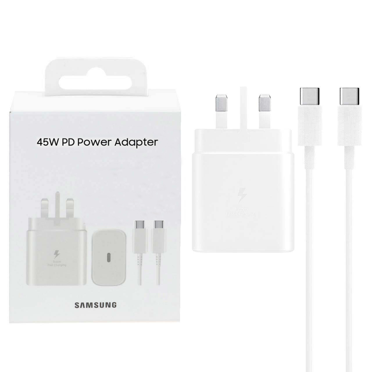 تصویر  شارژر دیواری سه پین فست و PD تک پورت SAMSUNG Type-C مدل EP-TA845 45W به همراه کابل شارژ Type-C - سفید - اصلی