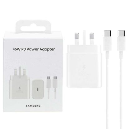تصویر  شارژر دیواری سه پین فست و PD تک پورت SAMSUNG Type-C مدل EP-TA845 45W به همراه کابل شارژ Type-C - سفید - اصلی